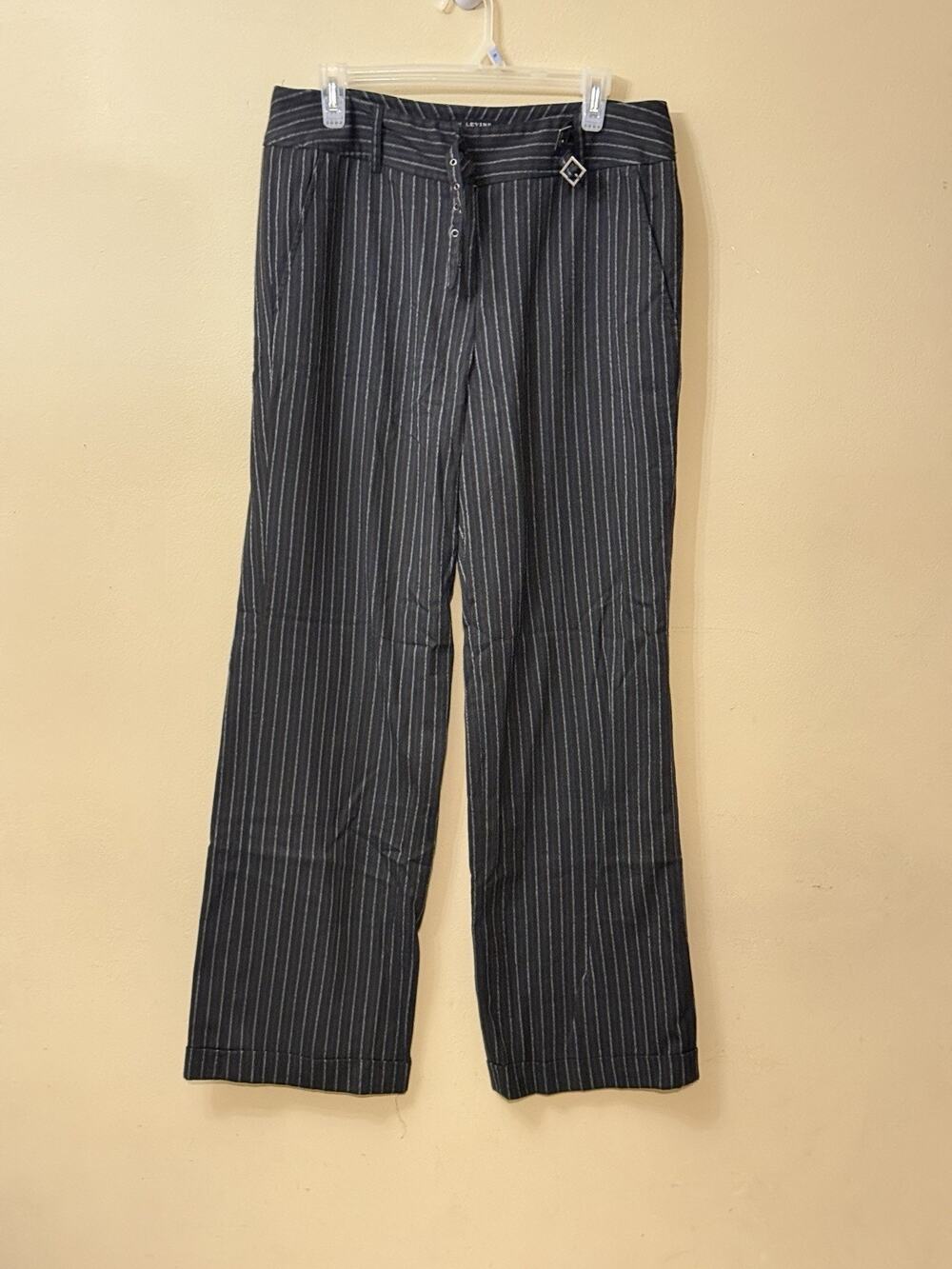 Y2K Office Siren Corporate Goth Academia Larry Levine Pinstripe Pants 12